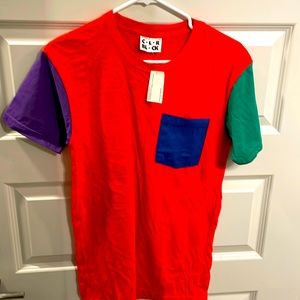 American Apparel XS Power Washed Color Block Pocket T-Shirt